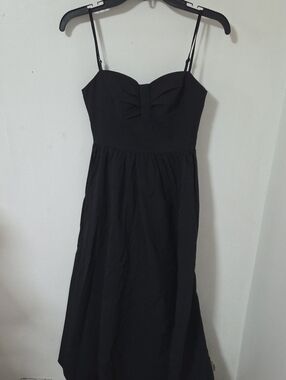 Love Bonito Black Padded Spaghetti-Strap Midi Dress Small